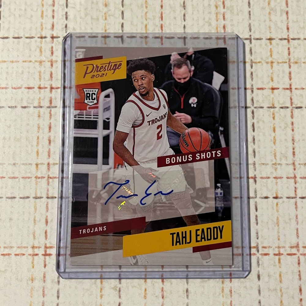 Autographed RC 🏀 2021 Panini Chronicles Prestige DP Tahj Eaddy NBA Card #PBTEA
